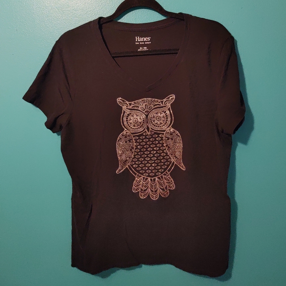 XL Owl Black Tee